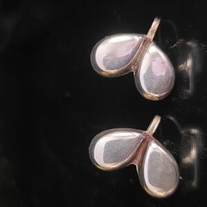 Sterling Mexico Old Silver Heart Earrings